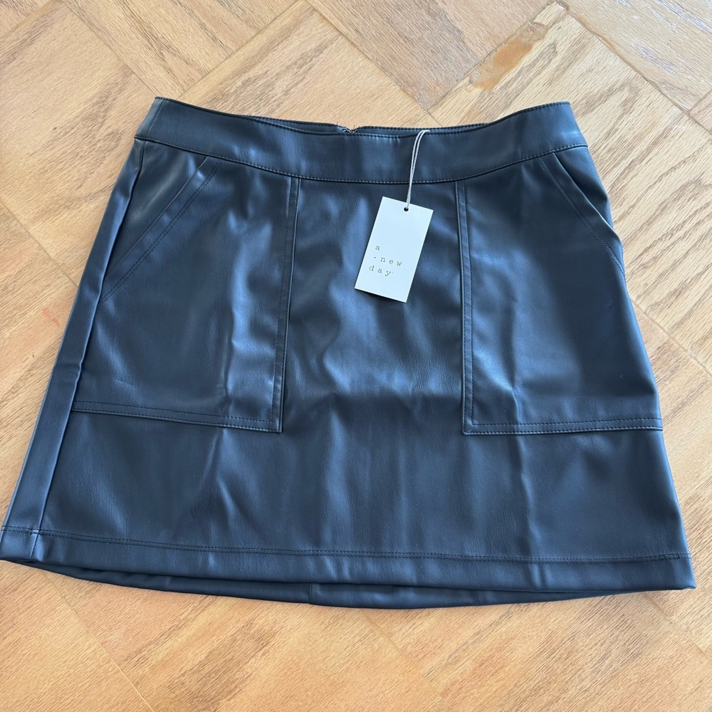 NWT Vegan Leather Black Mini Skirt